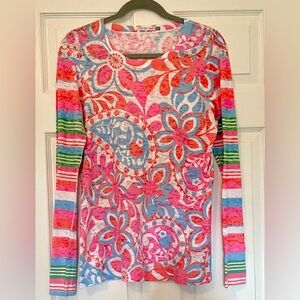 Whimsy Rose Colorful Floral Long Sleeve Top Women’s Lg Like New Quirky